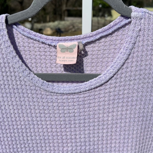 For All Seasons by Paper Crane Waffle Knit Short-Sleeve Top with Curved Hem - Picture 10 of 16